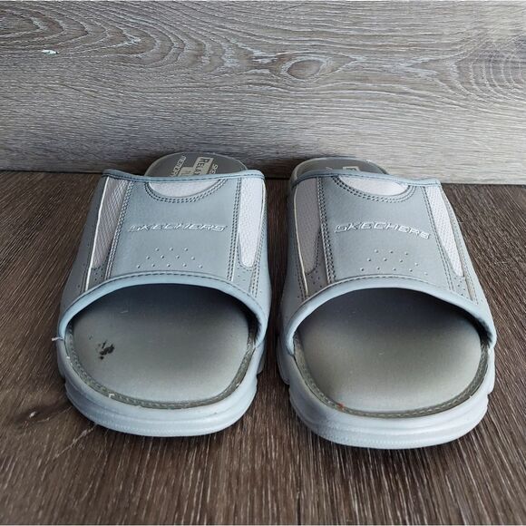 SKECHERS Relaxed Fit Plus Memory Foam Gray Slide On Casual Sandals Mens Size 8 - Picture 3 of 7
